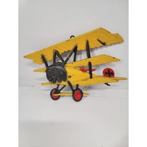 Vtg 1975 Homco USA Cast Iron WW1 Bi Plane 1232-BX-B Wall Hanging